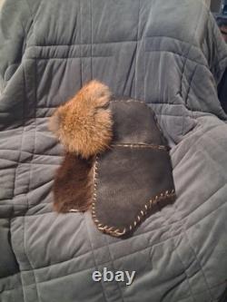 Handmade Leather and Fur Bomber Hats Made in the United States of America