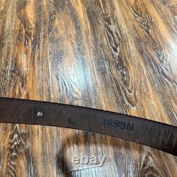 Hanks Belts 42 Bison Leather Belt Mens Brown Made in USA Thick Rugged Workwear