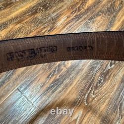 Hanks Belts 42 Bison Leather Belt Mens Brown Made in USA Thick Rugged Workwear