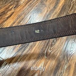 Hanks Belts 42 Bison Leather Belt Mens Brown Made in USA Thick Rugged Workwear