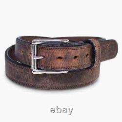 Hanks Montana Bison Belt 1.5 Double Layer Men's Size 34 In Brown MSRP $155