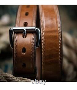 Hanks The Premier Double Leather Belt 1.5 Size 36 Color Rich Oak Brand New