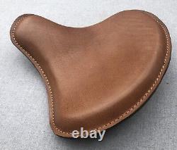 Harley Tractor Style Solo Seat Bison Genuine Leather Honda Bobber Chopper Yamaha