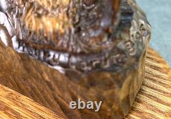 Henry Larum Plains Bison Buffalo Original Carved Wood Sculpture Western Wildlife