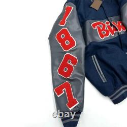 Howard Bison Ole Skool Navy Varsity Wool and Genuine Leather Letterman Jacket