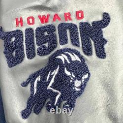 Howard Bison Ole Skool Navy Varsity Wool and Genuine Leather Letterman Jacket