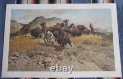 Hunt by Frank Mccarthy Artist Proof 36/50 Lithograph Signed Western Art Bison