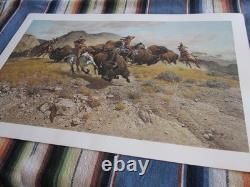 Hunt by Frank Mccarthy Artist Proof 36/50 Lithograph Signed Western Art Bison