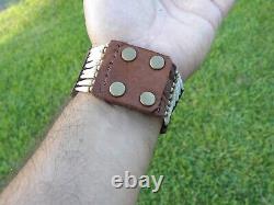 Indian Chief pendant cuff bracelet good luck dentalium shells Bison leather