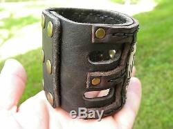 Indian chief cuff Bracelet High Quality Buffalo Bison leather biker wristband