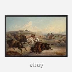 Indians hunting the bison by Karl Bodmer Native American Art Print + Ships Free