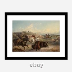Indians hunting the bison by Karl Bodmer Native American Art Print + Ships Free