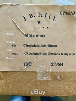 J. B. Hill Bronco Boots/Bison & Kangaroo in Box