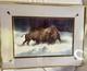 JAMES R. FALLIER AWS Original Watercolor Buffolo Battle Wildlife Western Art