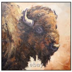 JEFF LOVE Art Original Oil Painting Young American Buffalo Bison Portrait 24X24