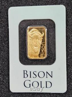 JOHNSON MATTHEY 1/10 oz Gold Bison Buffalo Bar Sealed RARE Only 500 Minted