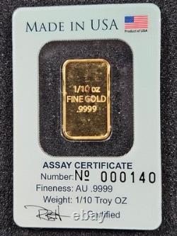JOHNSON MATTHEY 1/10 oz Gold Bison Buffalo Bar Sealed RARE Only 500 Minted
