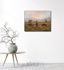 Jeff Love Original Oil Painting Wyoming Teton Mountain Bison Buffalo Landscape