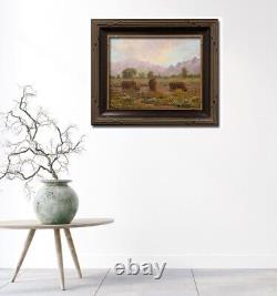 Jeff Love Original Oil Painting Wyoming Teton Mountain Bison Buffalo Landscape