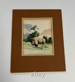 Jim Lewis Painting Buffalo Bison Landscape Washington Vintage Alone
