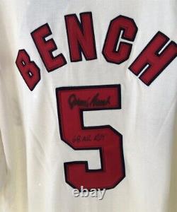 Johnny Bench- Buffalo Bison's Russell Athletic 1966 Diamond baseball jersey sign