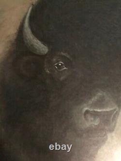 Johnny Tiger'79 Bison Buffalo Limited Edition Native American Art 233/750 Frame