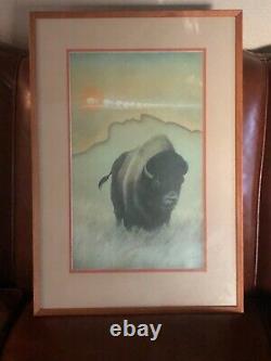 Johnny Tiger'79 Bison Buffalo Limited Edition Native American Art 233/750 Frame