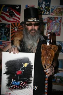 Jr Charlie Fast Folk Pop Art Painting Taxidermy River Find Bison Buffalo Skull