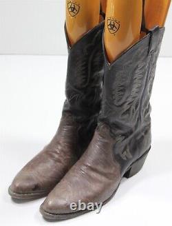 Justin Boots Gray Bison Leather Ostrich Cowboy Western Boots Men's 12 D