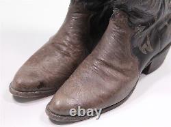 Justin Boots Gray Bison Leather Ostrich Cowboy Western Boots Men's 12 D