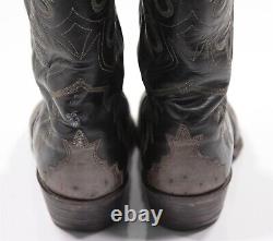Justin Boots Gray Bison Leather Ostrich Cowboy Western Boots Men's 12 D