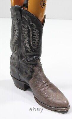 Justin Boots Gray Bison Leather Ostrich Cowboy Western Boots Men's 12 D