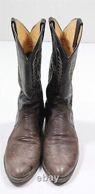 Justin Boots Gray Bison Leather Ostrich Cowboy Western Boots Men's 12 D