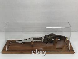 Kershaw Bison Bowie Knife #0692 In Clear Acrylic Case Wooden Display Stand