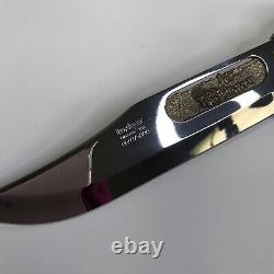 Kershaw Bison Bowie Knife #0692 In Clear Acrylic Case Wooden Display Stand
