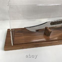 Kershaw Bison Bowie Knife #0692 In Clear Acrylic Case Wooden Display Stand