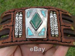 Ketoh Bracelet Sterling silver turquoise High Quality Bison leather cuff bone