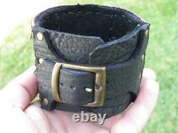 Ketoh adjustable bracelet cuff genuine Bison leather bone Bull skull horn
