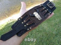 Ketoh adjustable bracelet cuff genuine Bison leather bone Bull skull horn