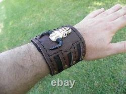 Ketoh adjustable bracelet cuff genuine Bison leather bone Bull skull horn