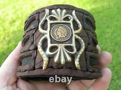 Ketoh bracelet cuff authentic 1901 Indian Head penny coin genuine Bison leather