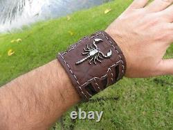 Ketoh cuff bracelet cuff Scorpion genuine Buffalo Bison leather adjustable