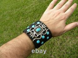 Ketoh turquoise gemstone cuff bracelet Bison leather for 6.75 wrist size