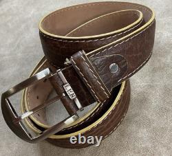 L. E. N. Belt Bison Brown Hand Crafted American Leather Solid Brass 47