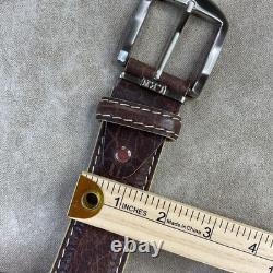 L. E. N. Belt Bison Brown Hand Crafted American Leather Solid Brass 47