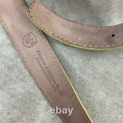 L. E. N. Belt Bison Brown Hand Crafted American Leather Solid Brass 47