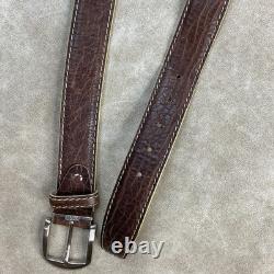 L. E. N. Belt Bison Brown Hand Crafted American Leather Solid Brass 47