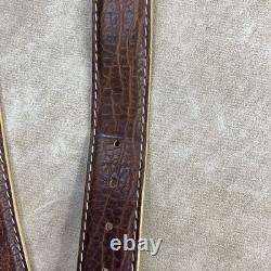 L. E. N. Belt Bison Brown Hand Crafted American Leather Solid Brass 47