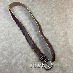 L. E. N. Belt Bison Brown Hand Crafted American Leather Solid Brass 47