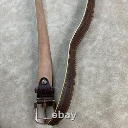 L. E. N. Belt Bison Brown Hand Crafted American Leather Solid Brass 47